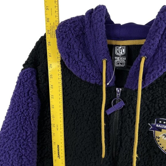NFL Team Apparel NWT Baltimore Ravens L Sherpa Fleece Sweatshirt Black Full Zip - Picture 12 of 16